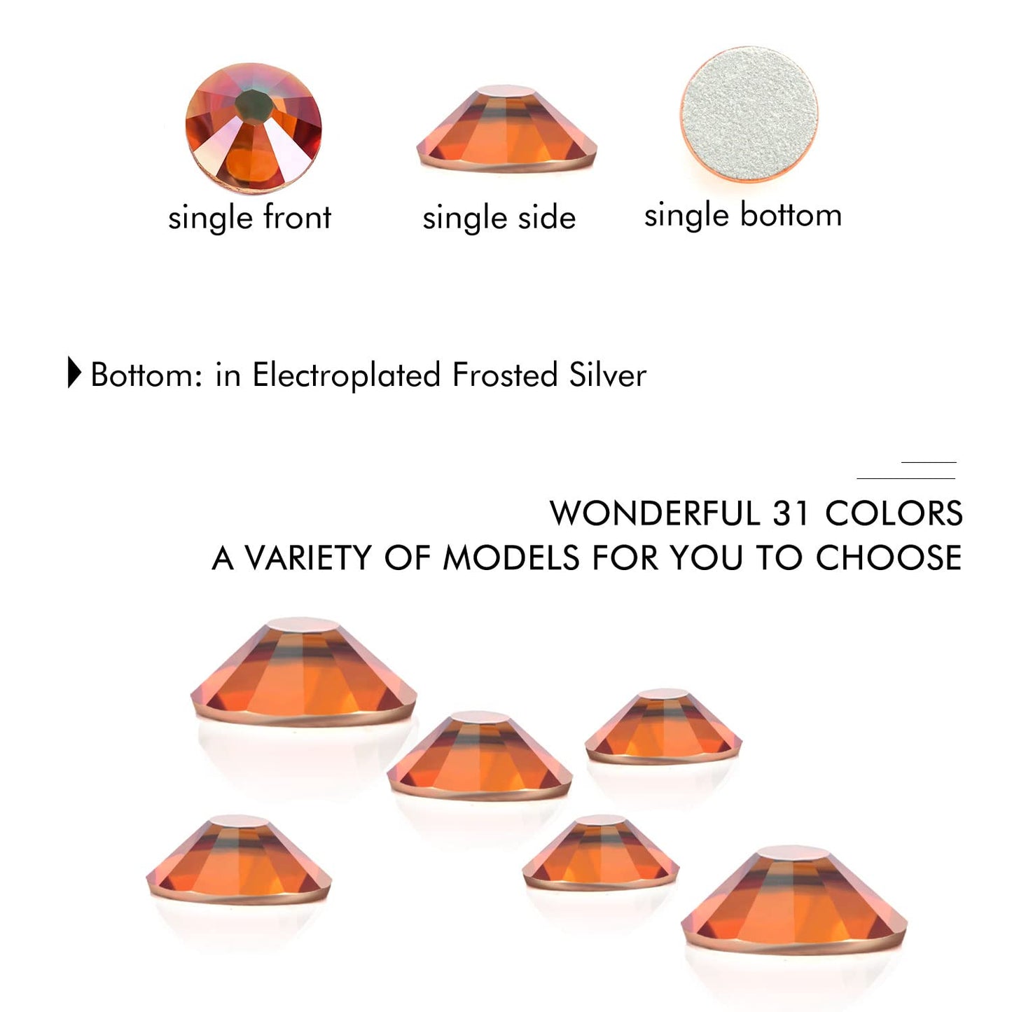 1440Pcs Amber Crystal Rhinestones,Glass Flatback Rhinestones Small Gemstones for Nail Face Makeup Art Crafts Clothes Decoration - (SS8,2.4mm, Amber)