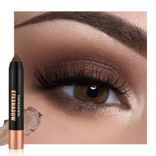 Monochrome Cream Glitter-Shimmer Eye Shadow Stick Palette makeup | 2-in-1 Eyeshadow & Eyeliner Pencil for Women | Waterproof, Vegan & Cruelty-Free | Sombras Para Ojos | 06 Shimmer Dark Brown