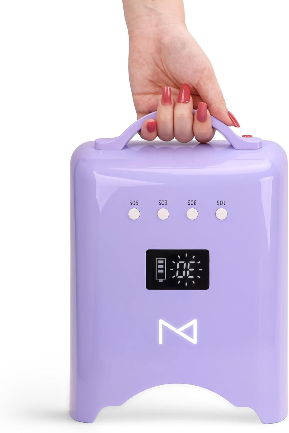 M - NEO Cordless & Rechargeable Nail Curing Lamp 78W with 4 LCD Time Display Timer, Auto Sensor, and Spacious Interior for All Hand Sizes and Nail Lengths (Violet)