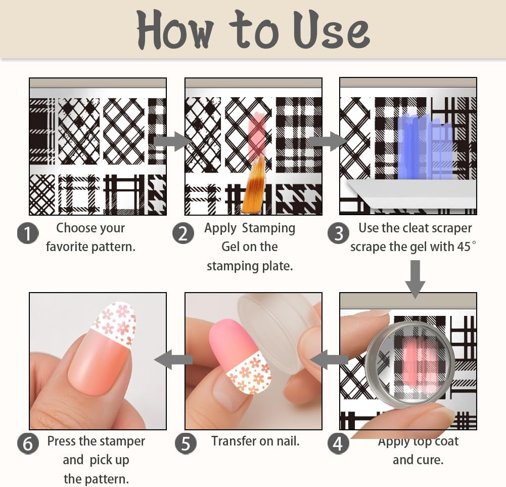 UNICRAFTALE 3Pcs Nail Stamp Plates Set Lattice Texture Nail Stamping Plate Texture Image Nail Stencils Plaid Argyle Pattern Nail Art Stamping Template with Nail Scraper for Women Nail Design Tools