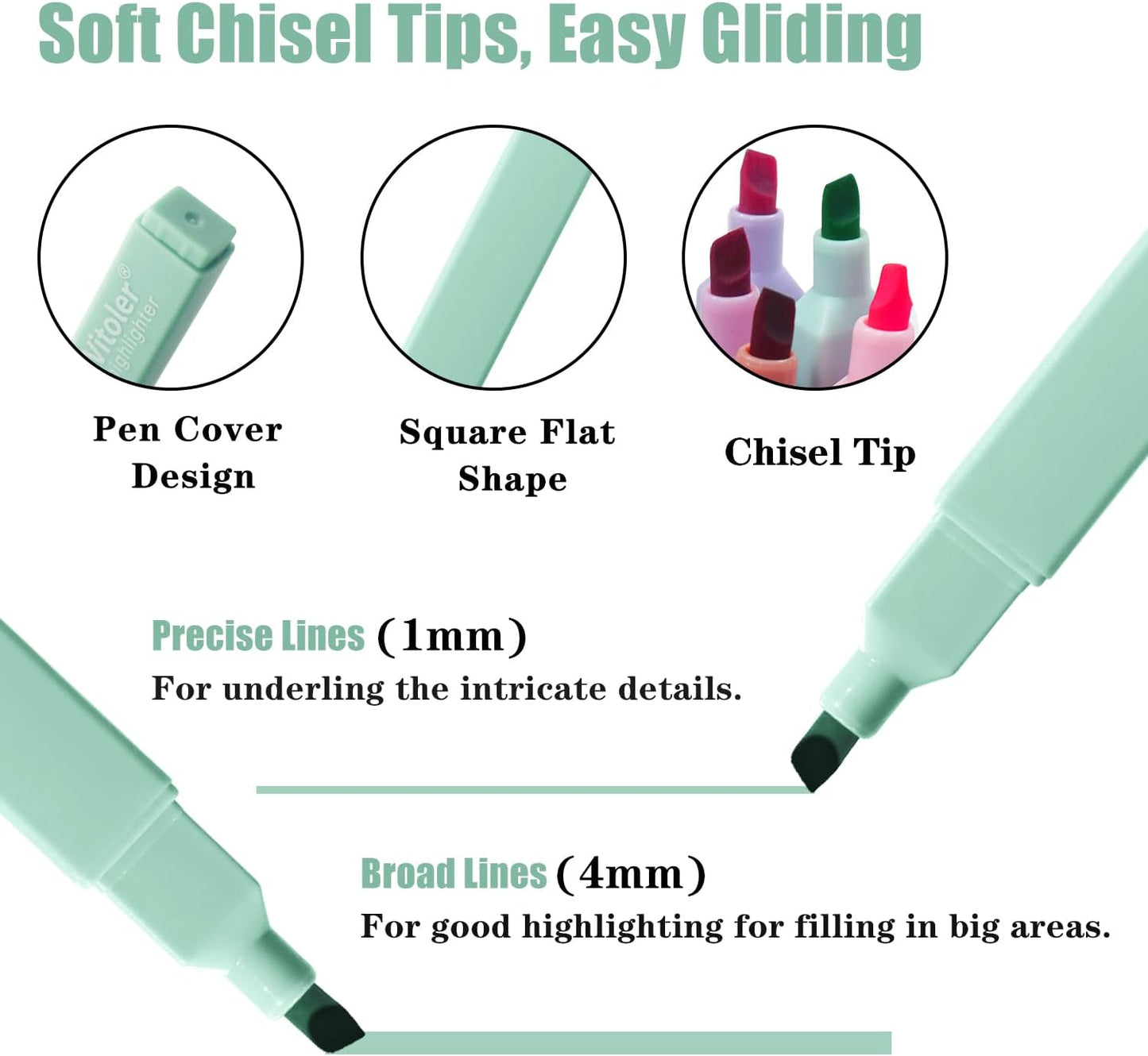 Highlighters, 8 Pack Aesthetic Highlighters, Assorted Colors, Chisel Tip, No Bleed Bible Highlighter Pastel for Journaling Office School Bible Study Supplies