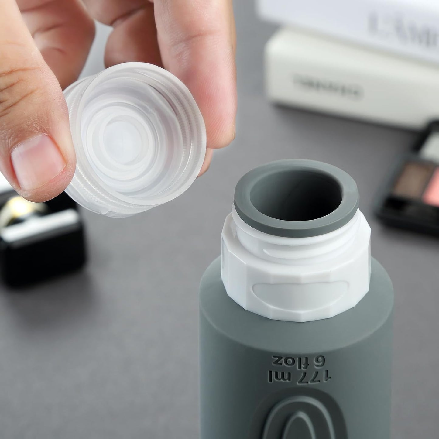 Travel Bottles for Toiletries, Large 6oz Oversize Containers, BPA Free Leak Proof Tubs Refillable Liquid Traveler Accessories with Toiletry Bag for Cometic Shampoo and Lotion Soap (4 Pack)