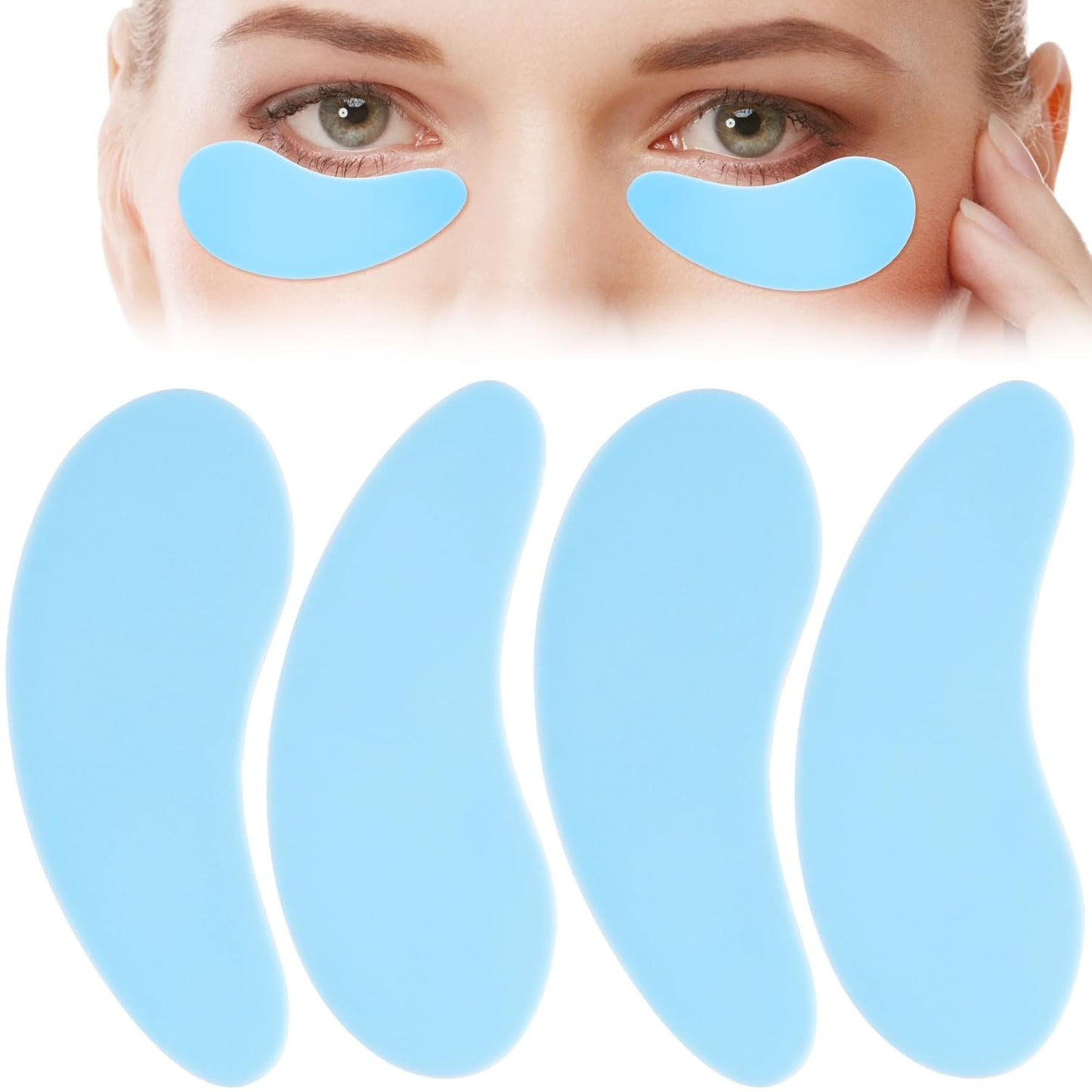 Under Eye Patches 2 Pairs, Silicone Reusable Eye Patches, Under Eye Mask for Skin Care Effect to Reduce Wrinkles and Fine Lines (Blue)