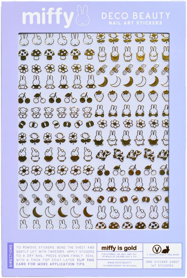 Miffy is Gold Nail Stickers - Lightweight & Easy-to-Apply Nail Art with Trendy Design - Durable & Long-Lasting Nail Stickers for Women, Ideal for DIY Manicures & Salon-Quality Nails