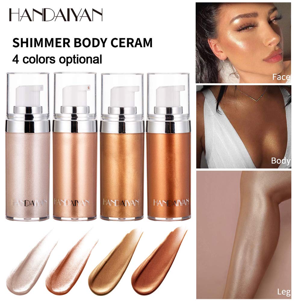 Body Face Luminizer Highlighter Cream Spray Liquid Bronzer Illuminator Glow Glistening Makeup Foundation Cheekbone & Blush Liquid Highlighter Bronzer Smooth Shimmer Glow Makeup(#2 Rose Gold)
