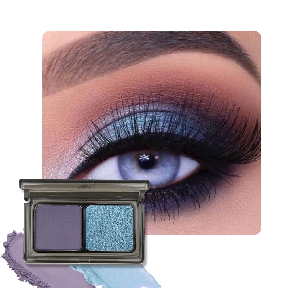 AMY'S DIARY 2 Color Shimmer blue+Deep purple Eyeshadow Palette – Shimmer matte Shades eye shadow for Eye Makeup, Long-Lasting & Highly Pigmented, Vegan & Cruelty-Free for woman