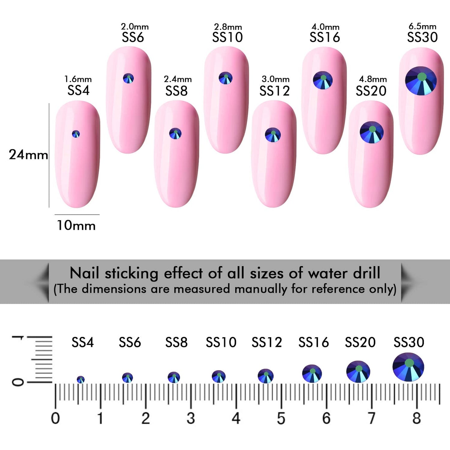 1440Pcs Jet Ab Crystal Rhinestones,Glass Flatback Rhinestones Gemstones Mini for Nail Face Makeup Art Crafts Clothes Decoration -(SS6,2.0mm,Jet Ab)