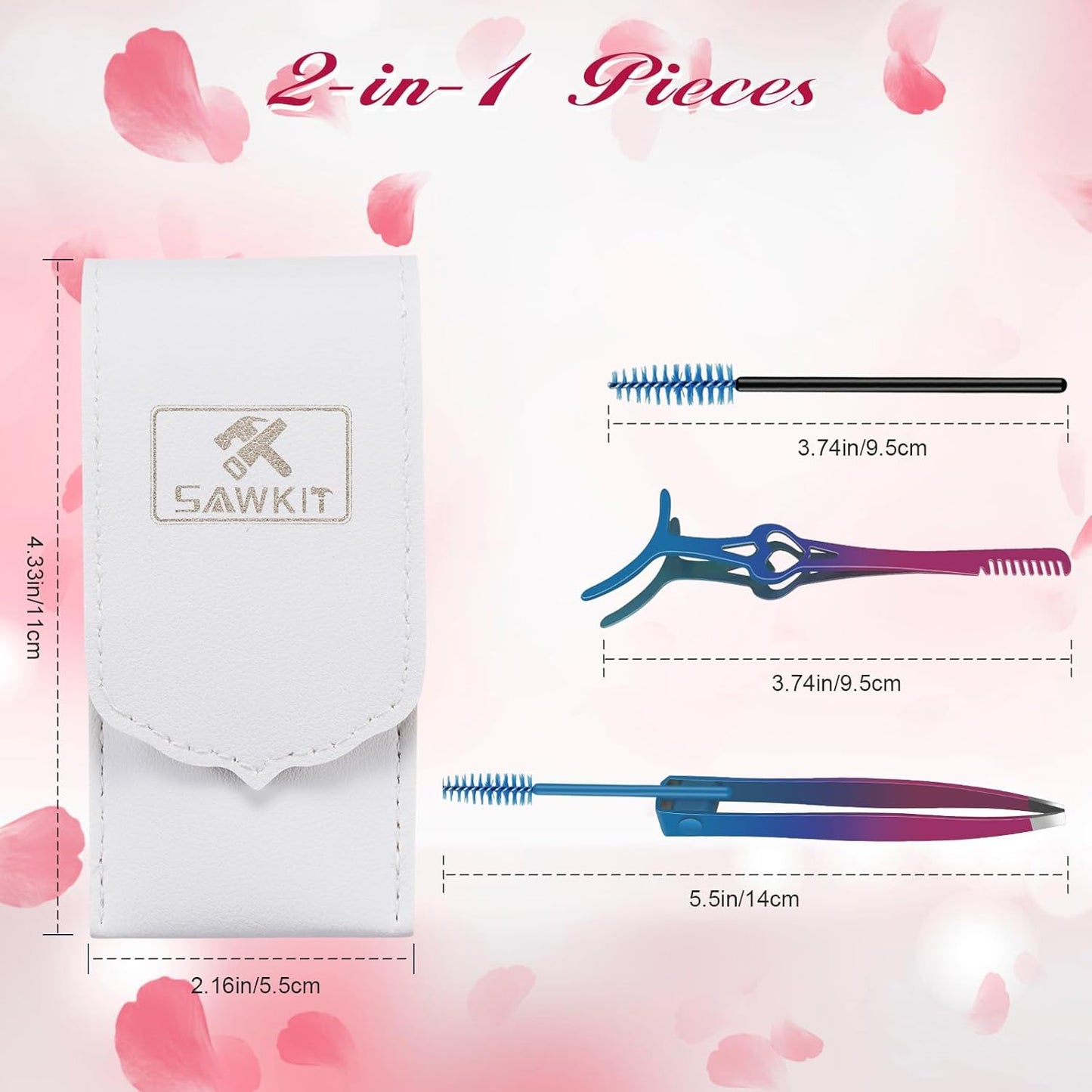 Eyelash Applicator Set 2-in-1 Lash Applicator with Tweezers, Brush Professional DIY Eyelash Extension Tools for Cluster Lashes