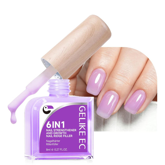 Nail Polish Strengthener and Growth: Lavender Haze Gelike EC 6 in 1 Natural Hardener - Long Lasting Nail Polish Hardener Extra Strong and Growth for Daily Work Home Salon