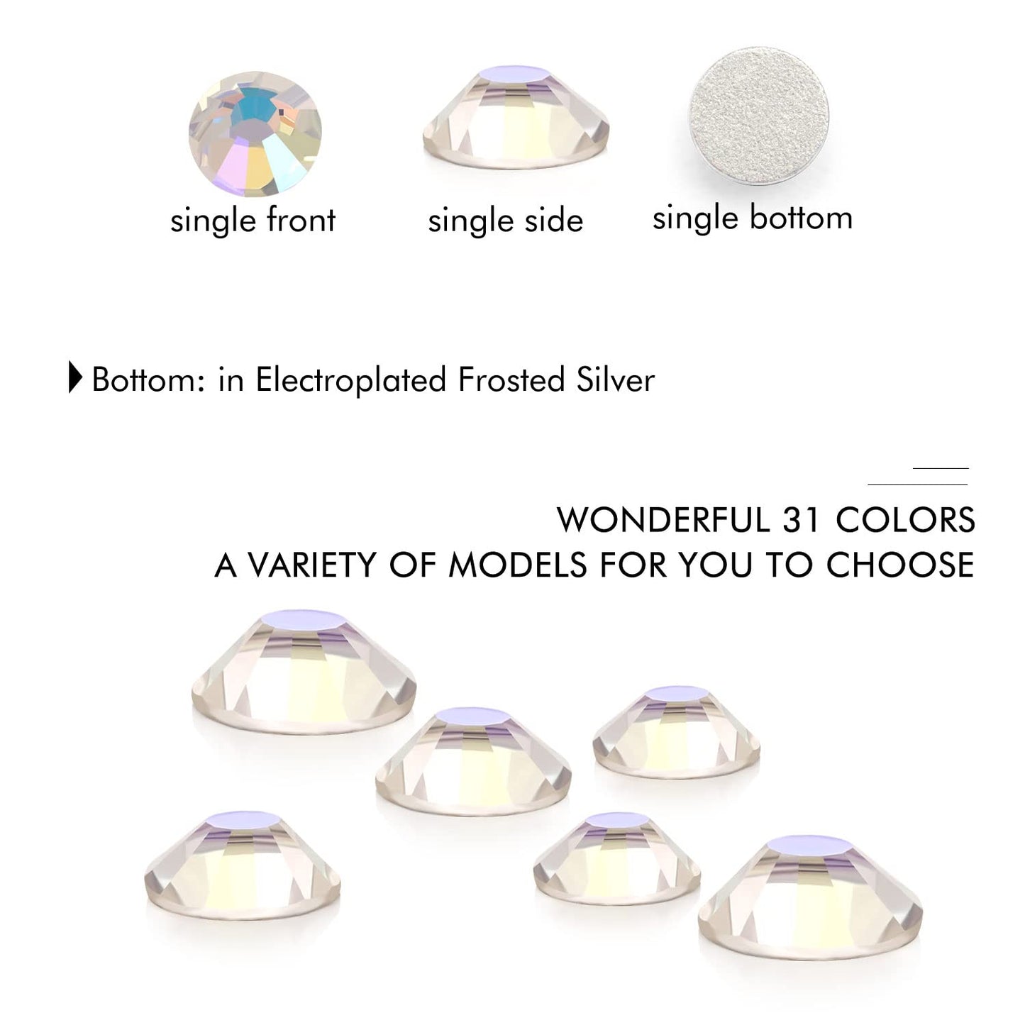 1440Pcs Moonlight Crystal Rhinestones,Glass Flatback Rhinestones Gemstones for Nail Face Makeup Art Crafts Clothes Decoration -(SS20,4.8mm,Moonlight)