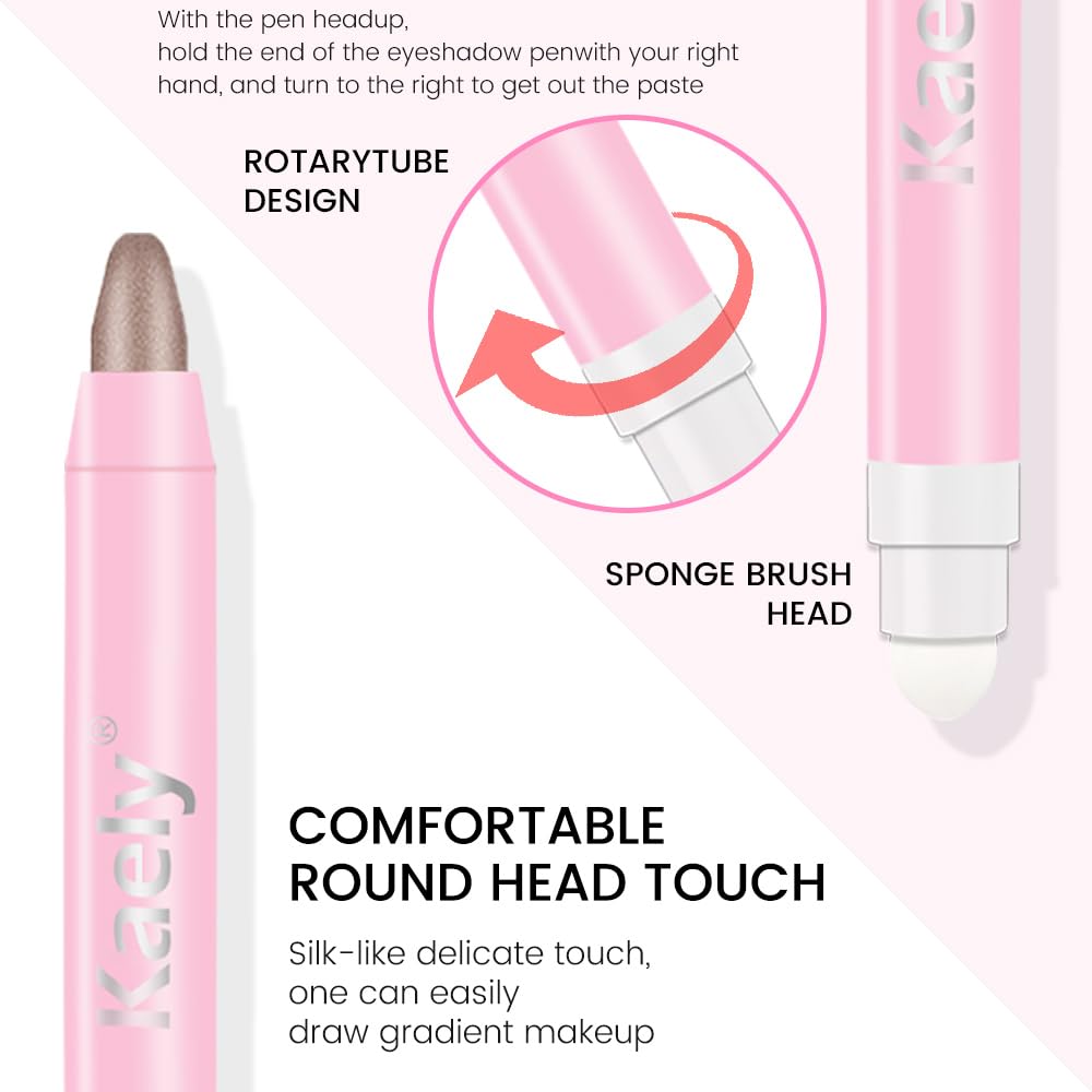 evpct 1Pcs Taupe Shimmer Cream Eye Shadow Brightener Sticks for Eyes Waterproof Pigmented, Double Ended Cream Eyeshadow Stick Pencil Pen with Applicator, Eye Shadow Palette Highlighter Makeup 19