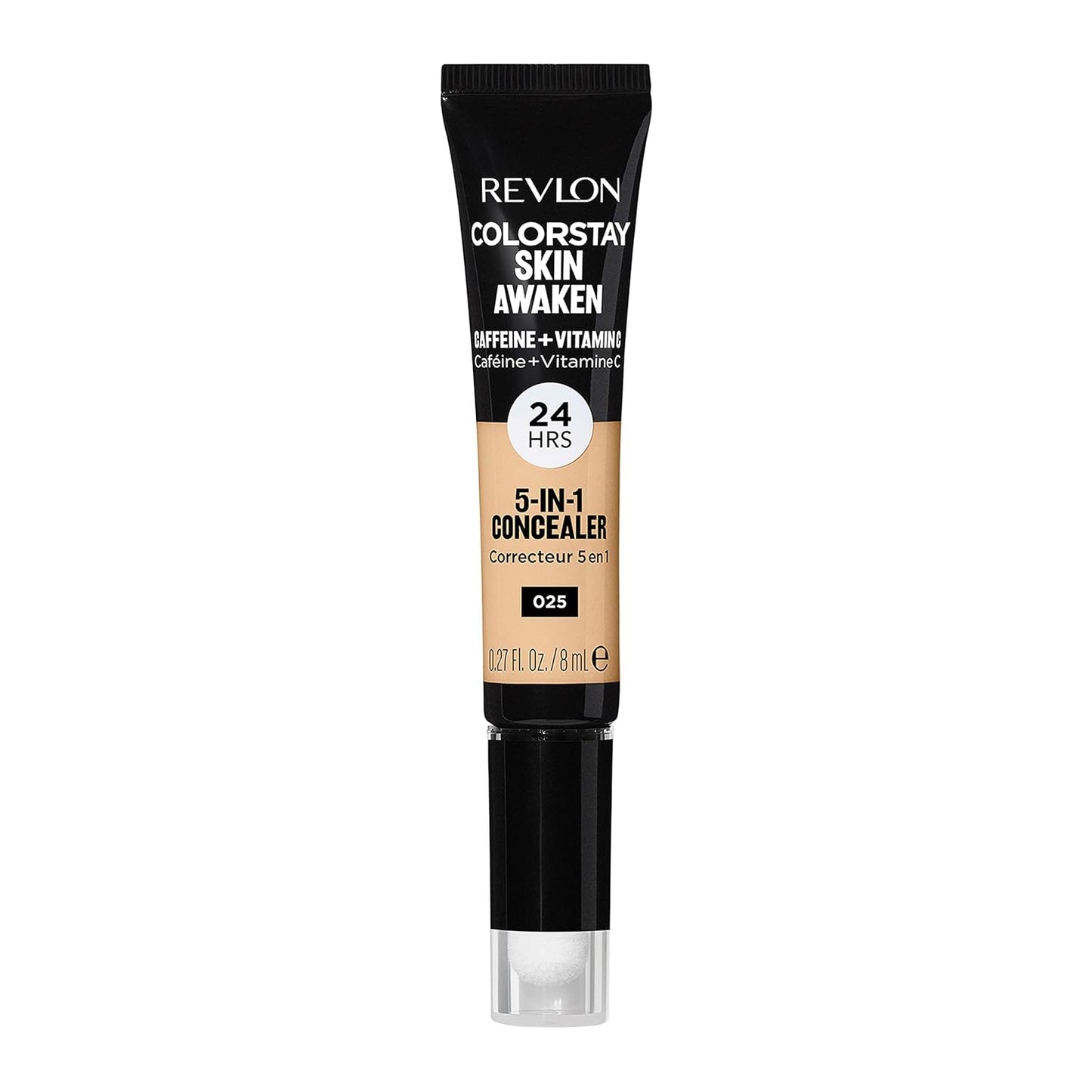 Revlon ColorStay Skin Awaken 5-in-1 Concealer, Lightweight, Creamy Longlasting Face Makeup with Caffeine & Vitamin C, For Imperfections, Dark Circles & Redness, 025 Light Beige, 0.27 fl oz