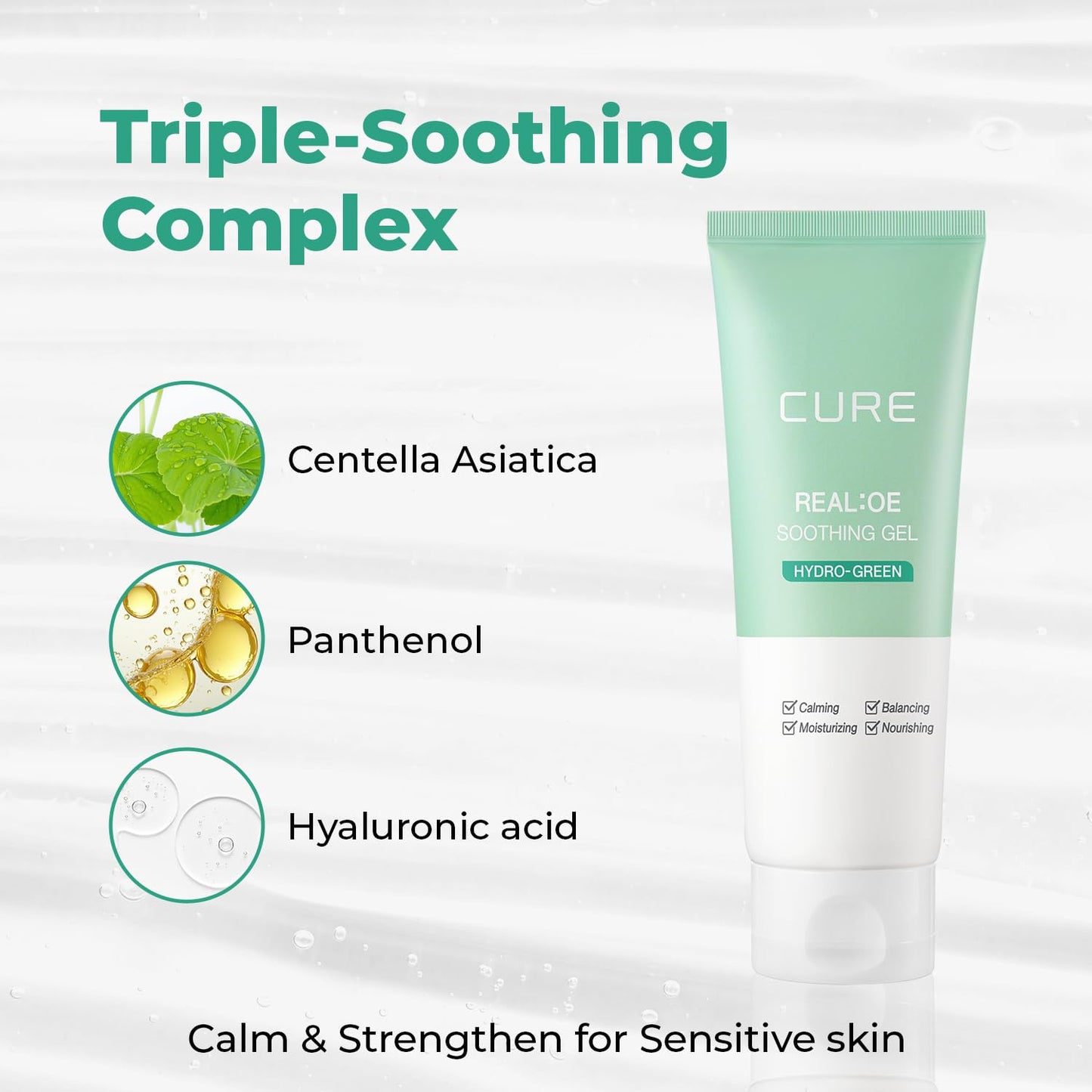 CURE Aloe Vera Gel with 90.52% Leaf Juice, Soothing & Hydrating Korean Skin Care for Sun-Exposed or Dry Skin, 5.07 fl oz, Refreshing Gel Moisturizer for Face & Body