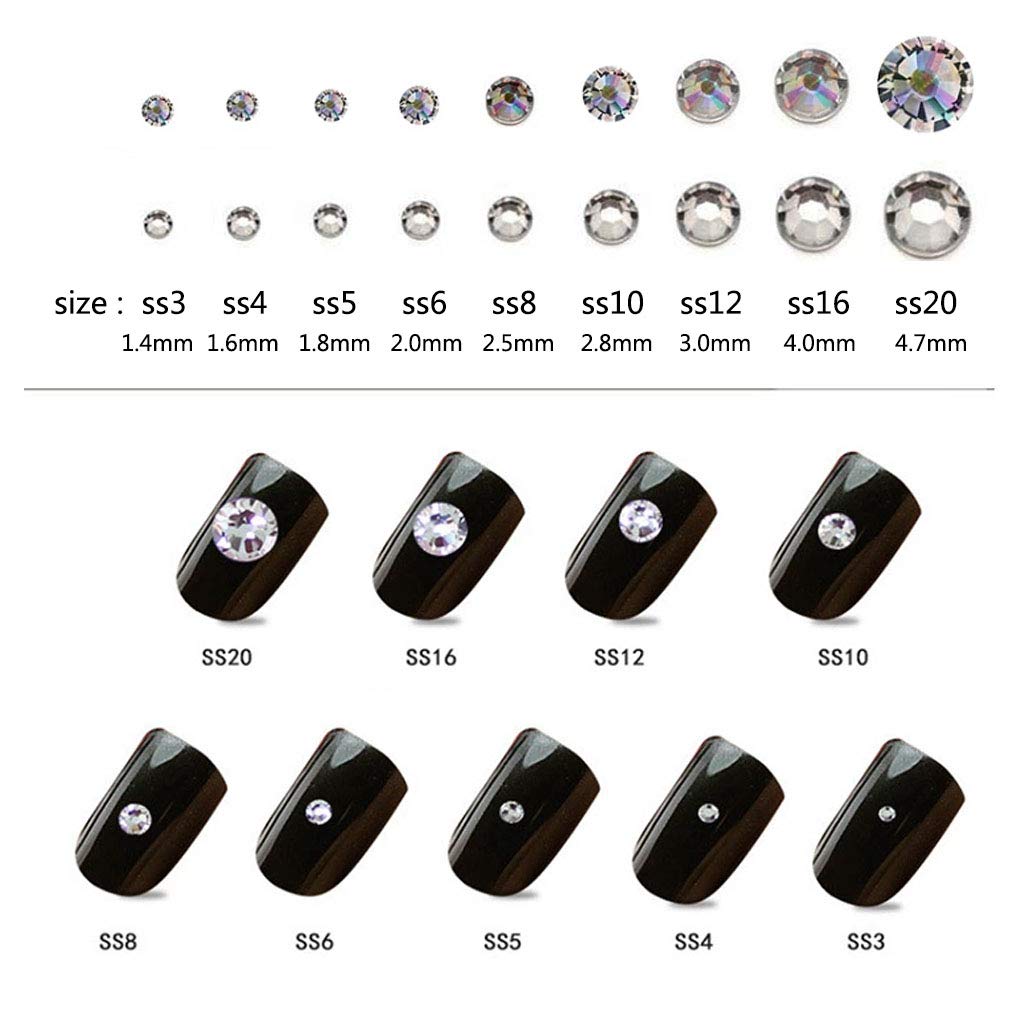 Rhinestones flat back gems round DIY decorative Nail Face and apparel accessories ss3-20 mix size(1440pcs transparent gray)