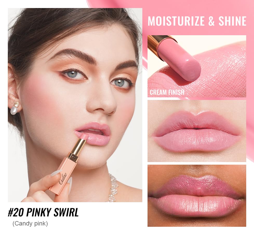 Oulac Moisturizing Shine Lipstick For Women Christmas Set 3PCS, 2 in 1 Tinted Lip Balm for Winter, Hydrated Juicy and Glossy Lip Color for Dry, Cracked and Chapped Lips, Vegan 10+15+20