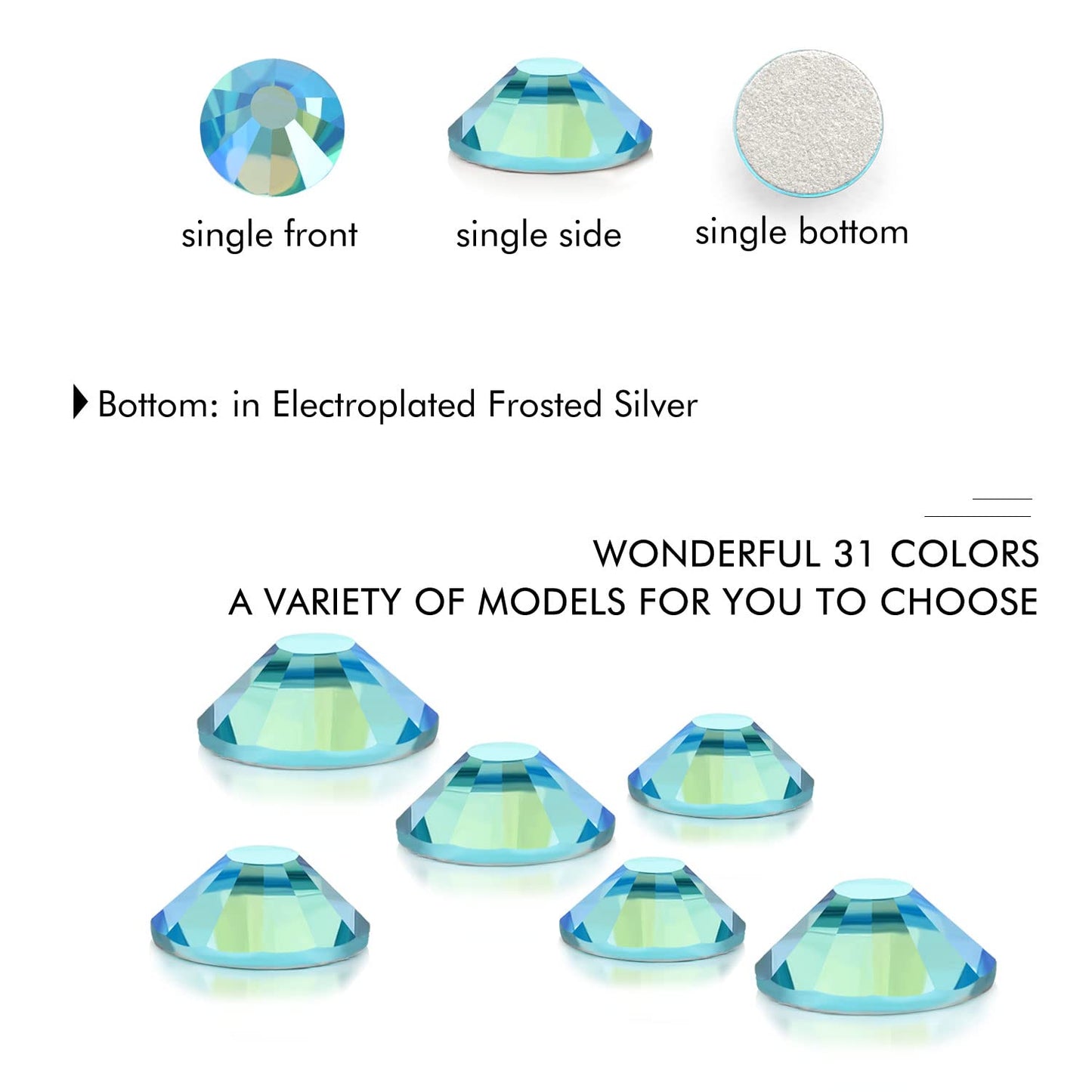 1440Pcs Aquamarine Ab Crystal Rhinestones,Glass Flatback Rhinestones Gemstones for Nail Face Makeup Art Crafts Clothes Decoration -(SS12,3.0mm,Aquamarine Ab)