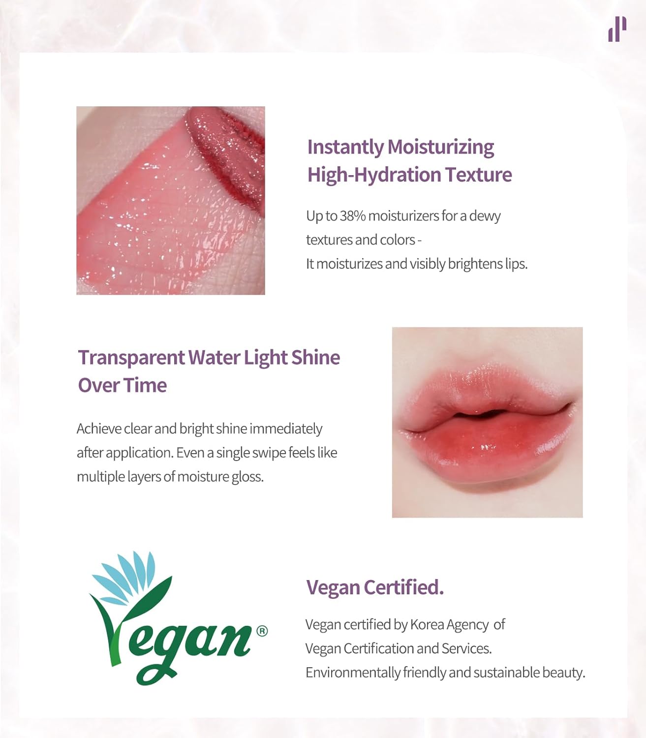 Heart Percent Dote On Mood Pure Glow Tint, Watery & Lightweight Moisturizing Lip Stain Long Lasting Liquid Lipstick 6.8g, #12. Caramel Beige