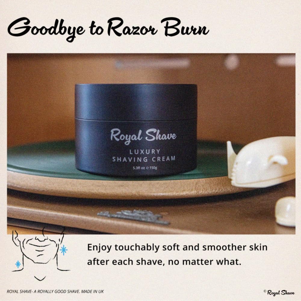 Luxury Shaving Cream for Men by Royal Shave, Rich, Soothing, Moisturizing, Hydrating & Nourishing Cream for Smooth, Close Shave (Made in UK) Bergamot