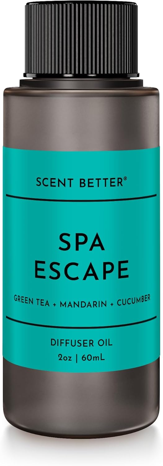 Scent Better Spa Escape Aroma Essential Oil Blend: an Aromatherapy Blend of Green Tea, Mandarin, and Cucumber for Ultrasonic Diffusers & Nebulizers (2 Fl Oz, 60 mL)