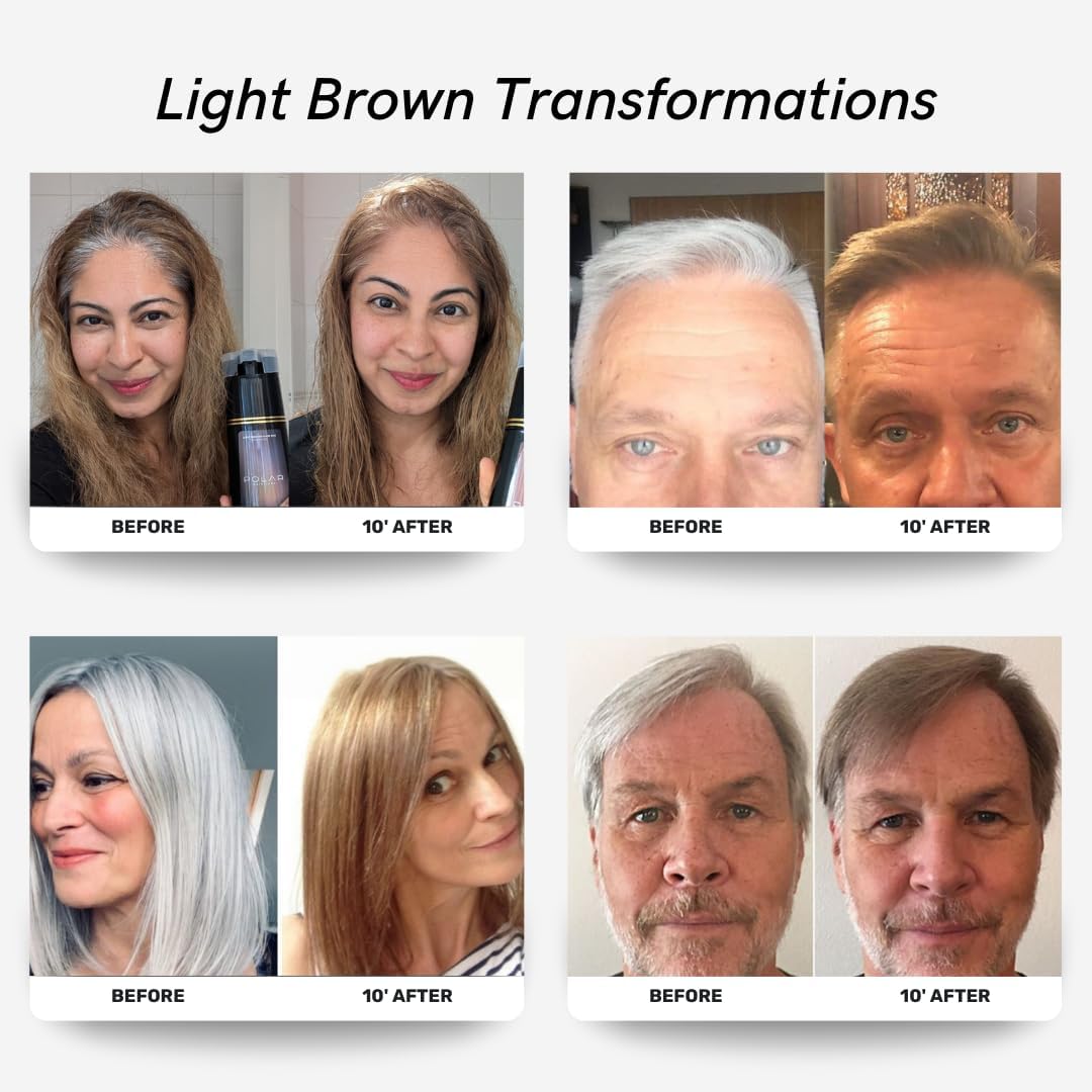 Polar Haircare - Hair Dye Shampoo for Gray Hair for Women & Men (Light Brown) Natural Hair Dye Kit - Semi Permanent Hair Dye Shampoo - Vegan Hair Dye USA 6.76 Fl Oz