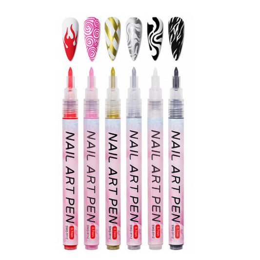Nail Polish Pens Set, Nail Art Pens, Nail Pencil, DIY Drawing Painting Pen, for Nails DIY (red pink gold silver black white 0.7mm)