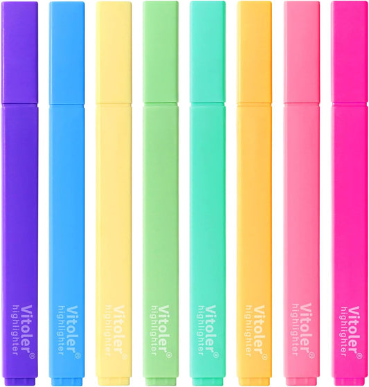 Vitoler Highlighters,8Pcs Highlighters Pastel,Quick Dry,Chisel Tip,Aesthetic Bible Highlighter No Bleed, Teacher Supplies School Accessories