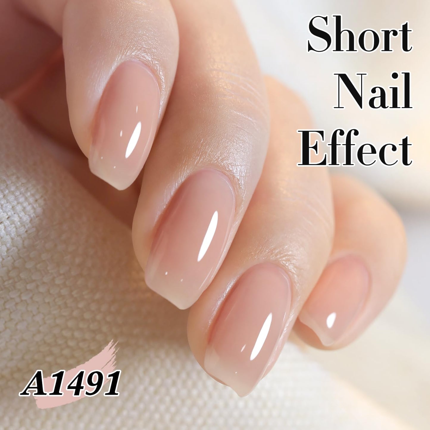Double Rhythm Translucent Gel Polish Sheer Neutral Natural Light Milky Same Color Same Bottle 15ML Jelly UV Polish Nail Art DIY at Home (Milky Almond-A1491)