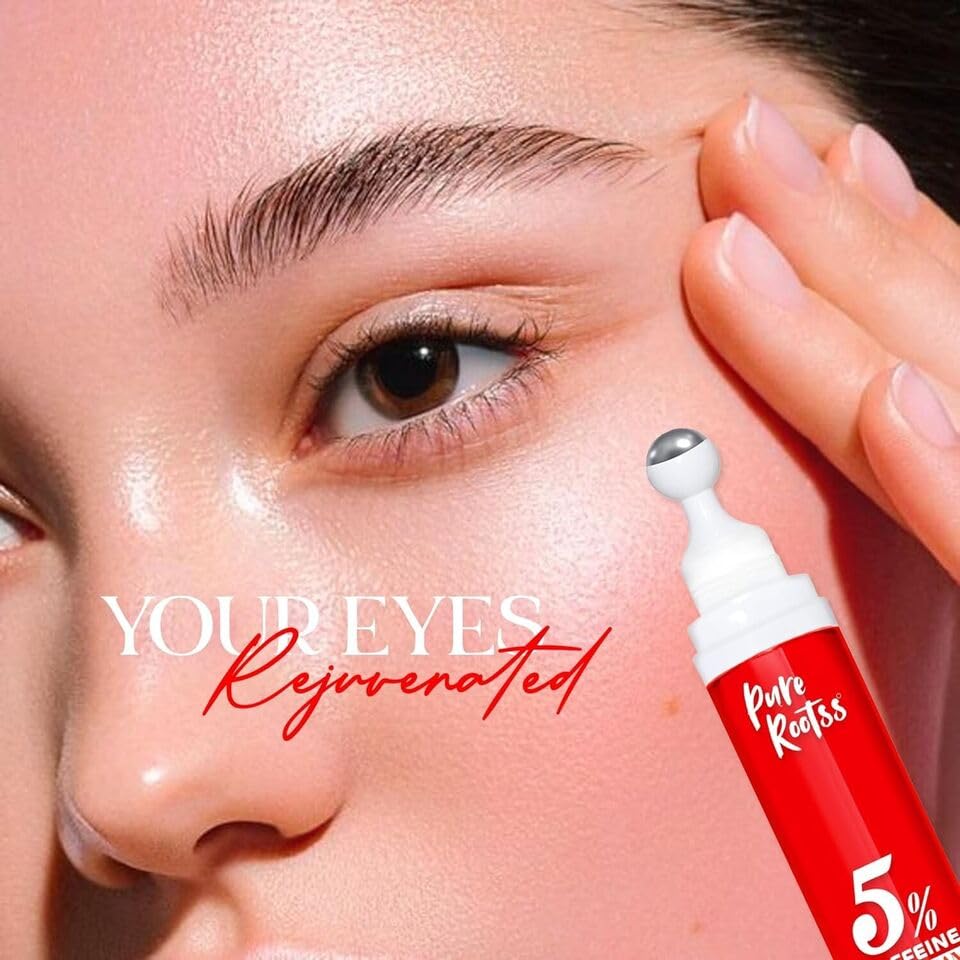 5% Caffeine Eye Cream Anti Aging with 360 Rollerball, Reduce Wrinkles and Dark Circles, Under Eye Cream For Women and Men