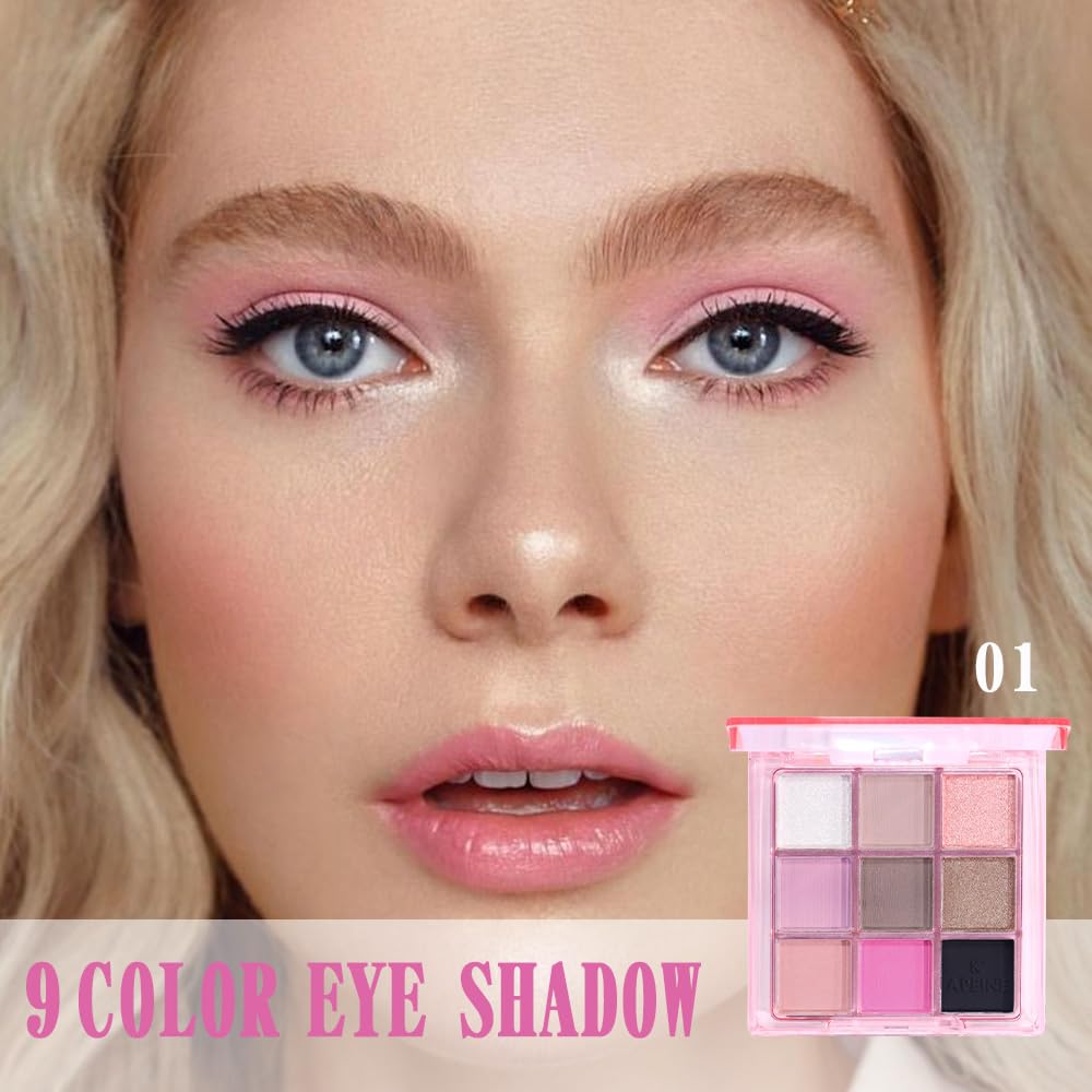 9 Color Eyeshadow Palette Makeup, Neutral Nude Matte Eye shadow & Shimmer Eyeshadow,Long Lasting Waterproof Eye shadow Makeup Palette for Women 01#