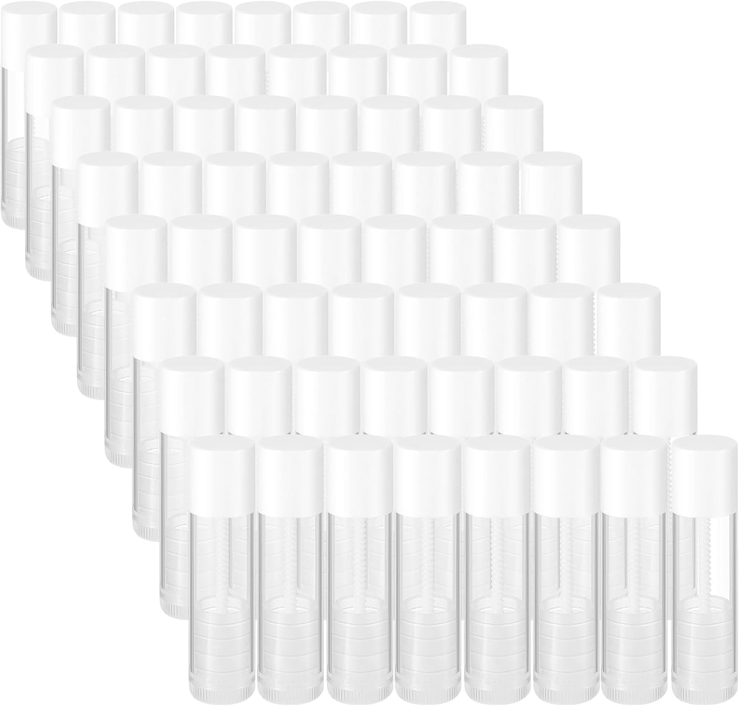 Maitys 64 Pcs Lip Balm Tubes 5 ml Empty Lip Gloss Balm Containers Refillable Rotatable Plastic Lipstick Tubes DIY Lip Gloss Holder for DIY Cosmetic (Clear)