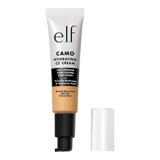 e.l.f. Hydrating Camo CC Cream, SPF 30, Color Correcting Full Coverage Foundation For A Dewy Finish, Vegan & Cruelty-Free, Medium 330 W