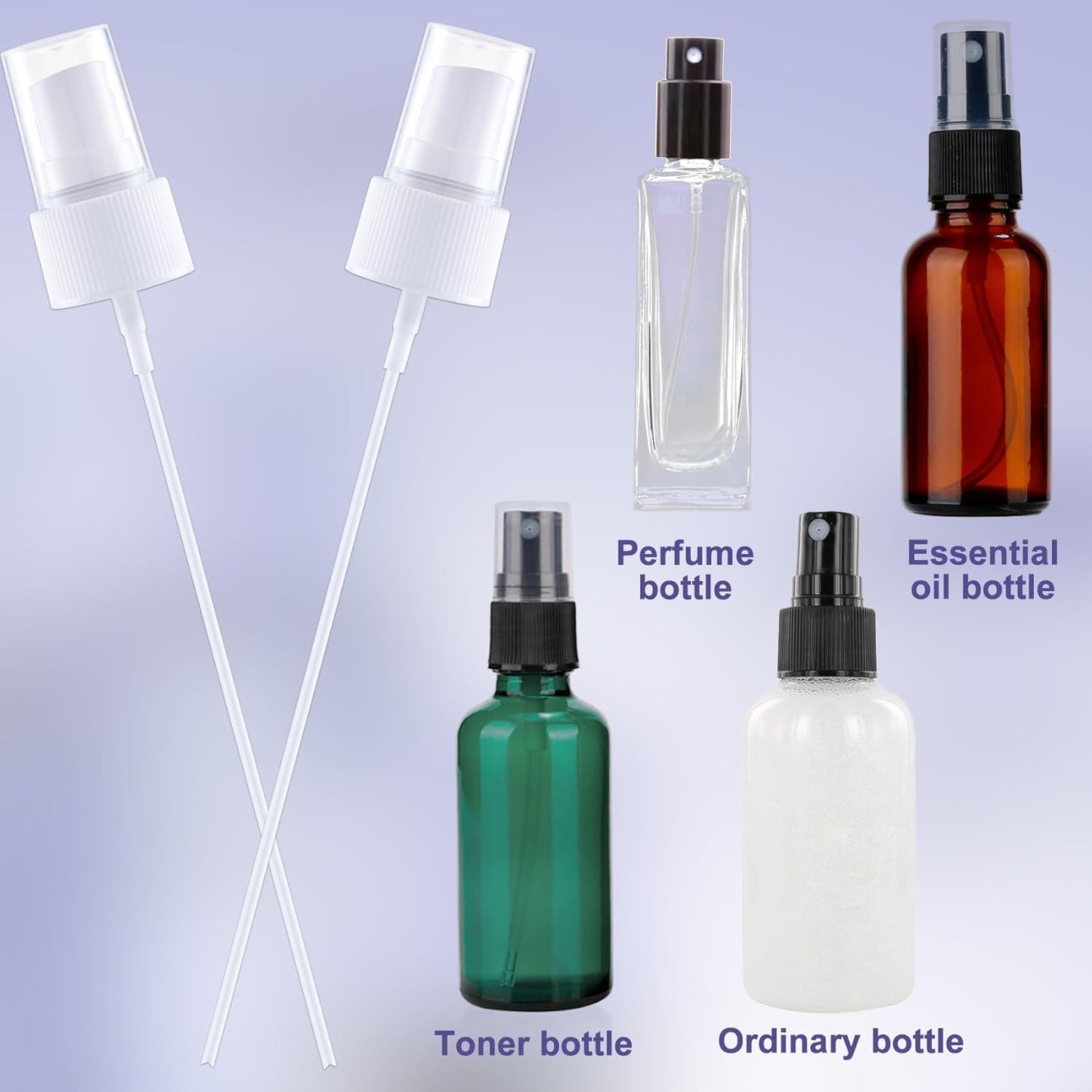 8pcs Spray Bottle Top, Fine Mist Spray Nozzle with 5.9" Dip Tube, Trigger Sprayer Pump Replacement for Perfumes Essential Oil Cleaning Solution- White