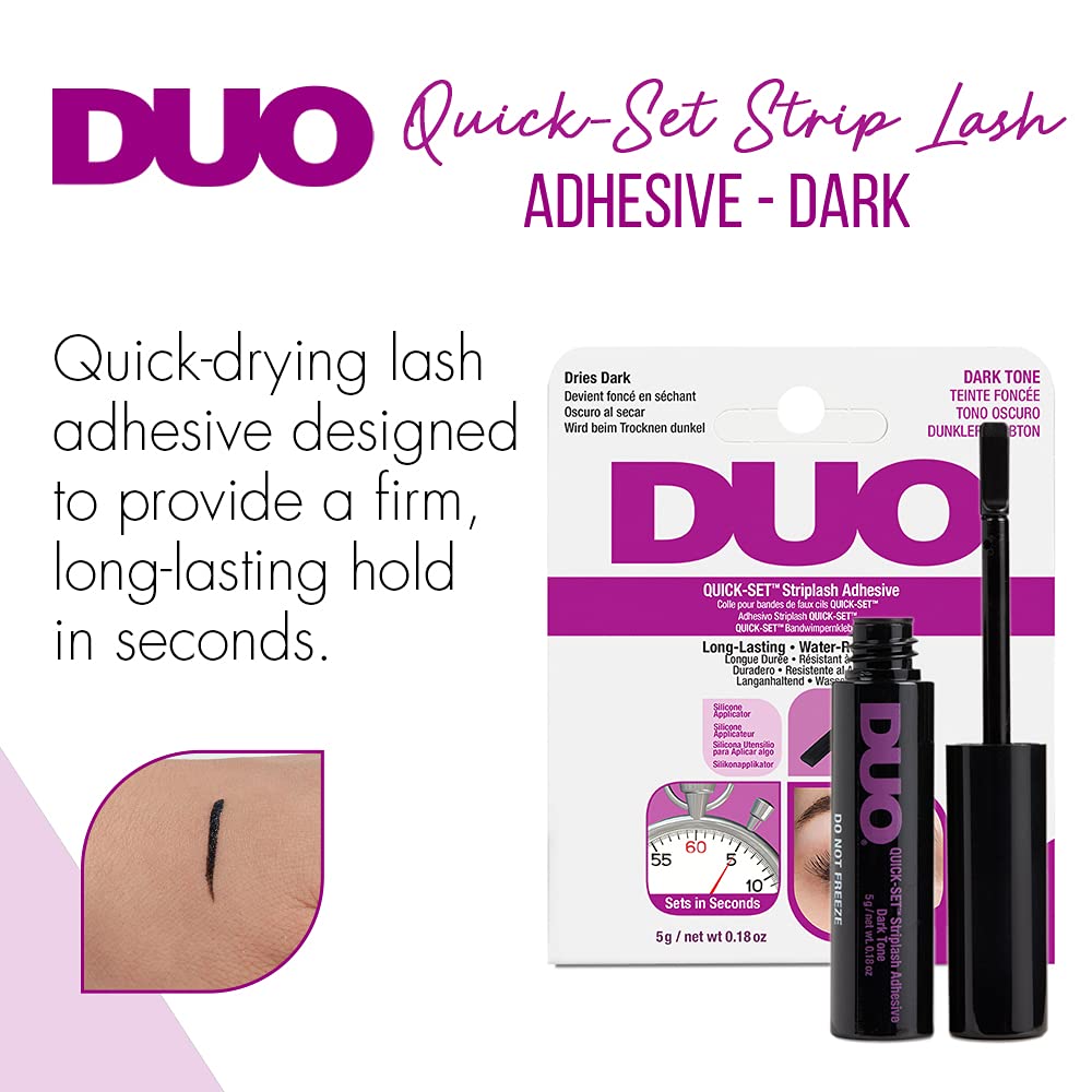 DUO Quick-Set Strip Lash Adhesive - Dark Tone, Quick-Drying, Long-Lasting, Water-Resistant Lash Glue for Strip & Individual Lashes, 0.18 oz, 1-Pack