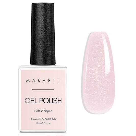 Makartt Gel Nail Polish: Jelly Pink Gel Polish Glitter Natural Nude Soak Off UV/LED Gels for DIY Manicure & Nail Art Designs, Home & Salon Use - Soft Whisper 15ml