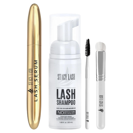 STACY LASH Lash Shampoo 50ml+ Eyelash Growth Serum Cleaning Kit of Eye Makeup Remover (Cleanser) + Brush & Eyelash Serum for Eyelash Growth and Thickness