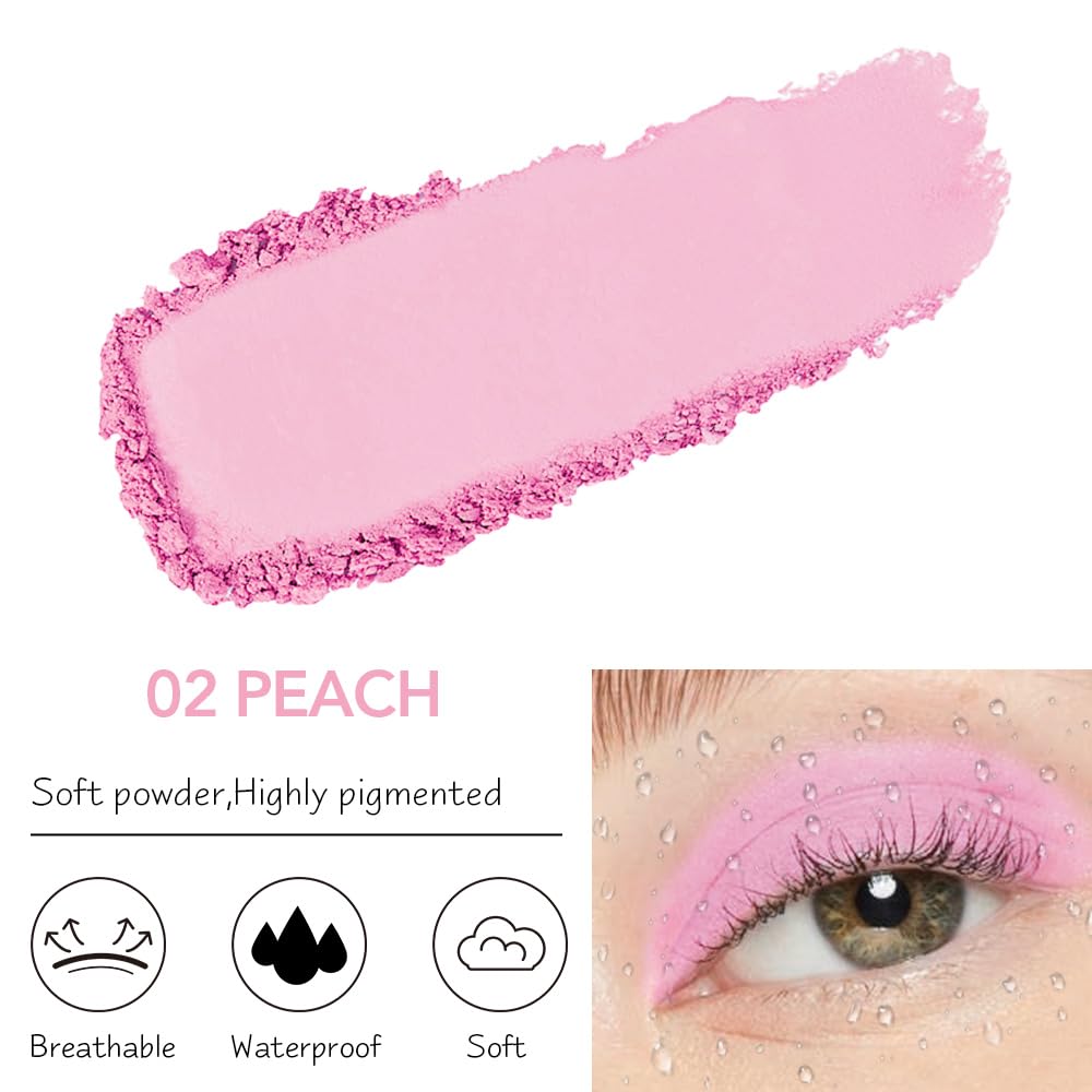 Monochrome Matte Eyeshadow Makeup Palette, Highly Pigmented Peach Pink Eyeshadow Palette, Matte Pressed Powder Eye shadow Makeup, Single Vegan Eye Shadow, Daily Evening Women Girls Eyeshadow Gift 02