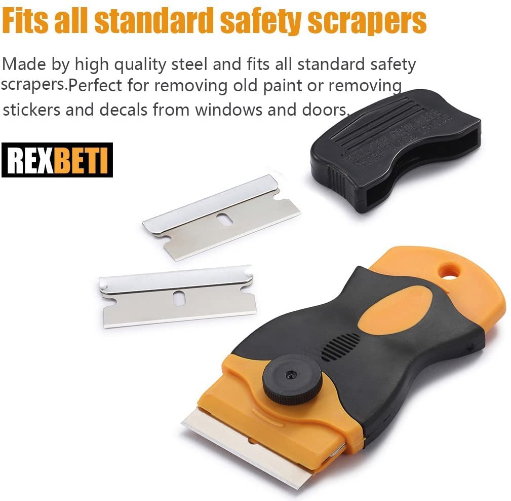 REXBETI 1400PCS Single Edge Razor Blades, Industrial Razor Blades for Scraper, Suitable for Removing Labels, Decals, Stickers and Old Paint