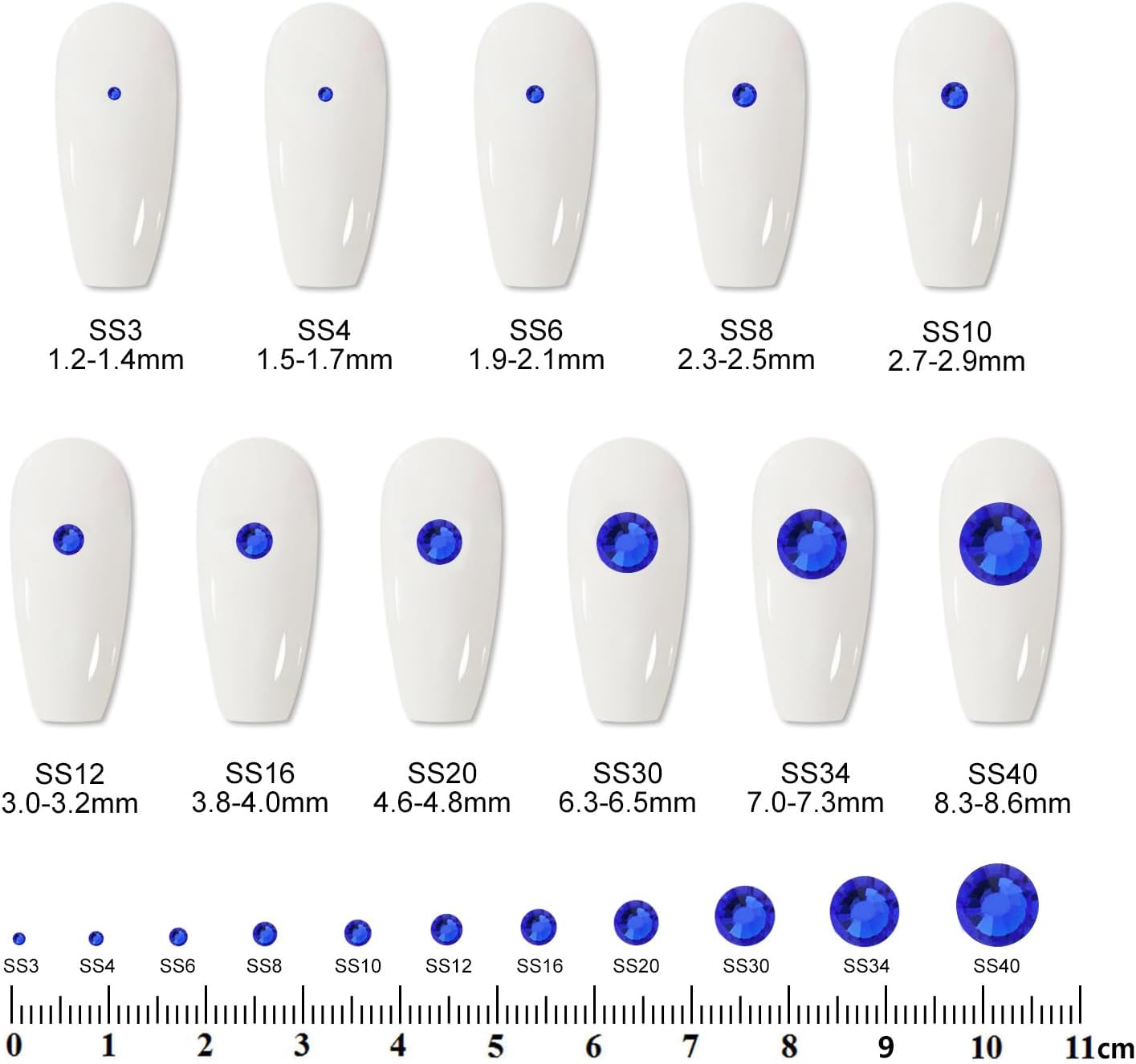 2000PCS SS20 Flatback Rhinestones | 12-Facet Diamond-Cut Glass Gems for Nail Art, Clothing, DIY Crafts |Glue-On Decoration Stones with Silver Backing(Sapphire)