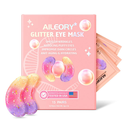 Under Eye Patches (24 Pairs)-New Tri-color Glitter Eye Gel Pads for Dark Circles Puffy Eyes,Under eye Bags,Wrinkles|Natural Collagen Under Eye Mask Patches for Women Teen