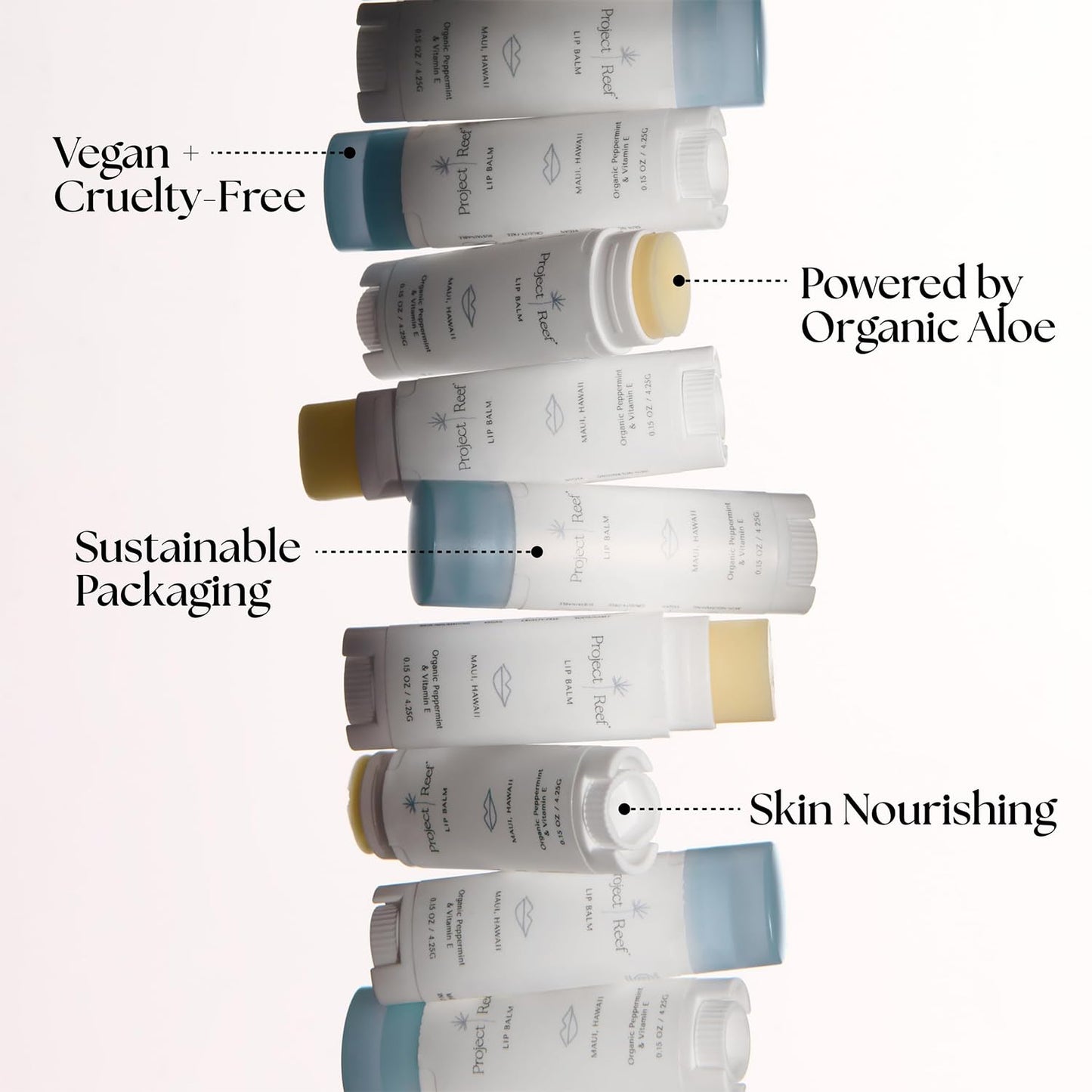 Cooling Lip Balm w/Organic Peppermint, Shea Butter, Vitamin E, Hydrating Chapstick, Soothe Dry Sunburnt Lips, After Sun Care, 2 Pack