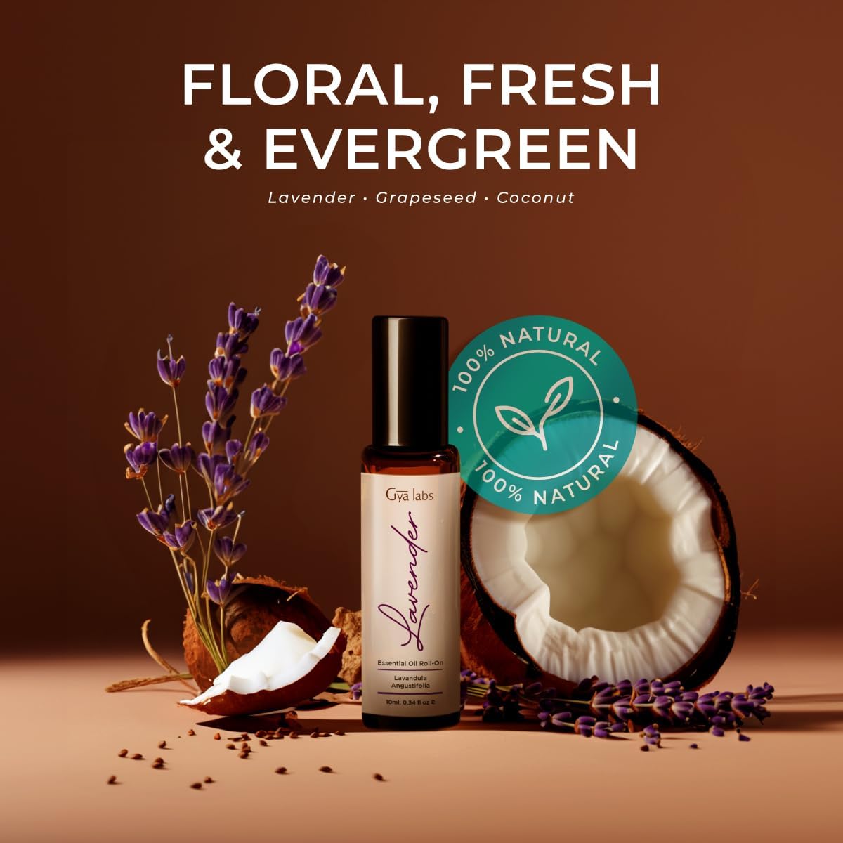 Gya Labs Lavender Essential Oil Roll on - 100% Pure Natural Lavender Perfume Oil for Women, Skin - Relaxing Aromatherapy, Alcohol-Free Perfume Roller, Travel Size (0.34 Fl Oz)