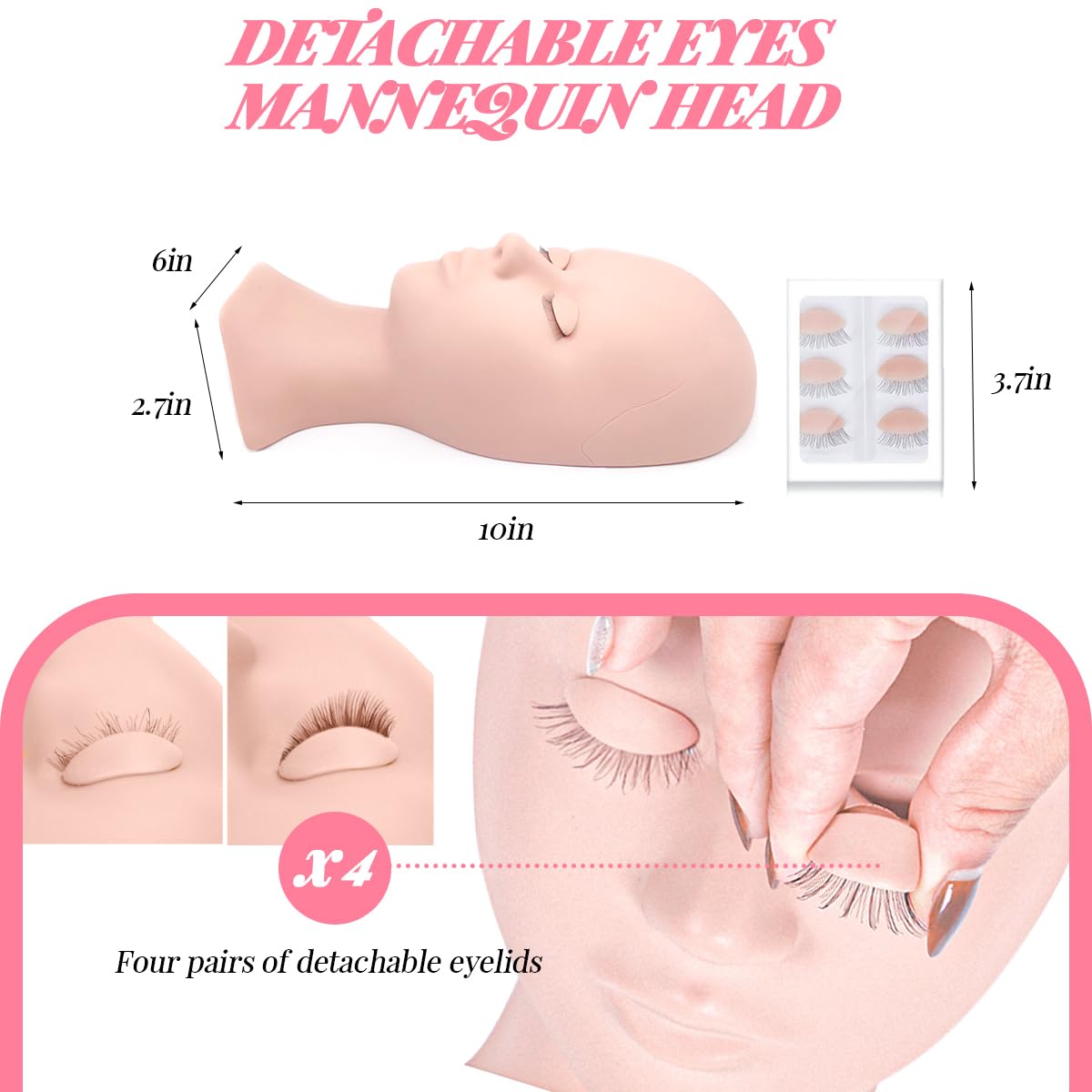 Lash Extension Kit Eyelash Practice for Beginners Professional Set with Mannequin Head Removable Eyelids USB Fan Spraye Individual False Lash Eyelash Strips Shampoo Brush Supplies Storage box