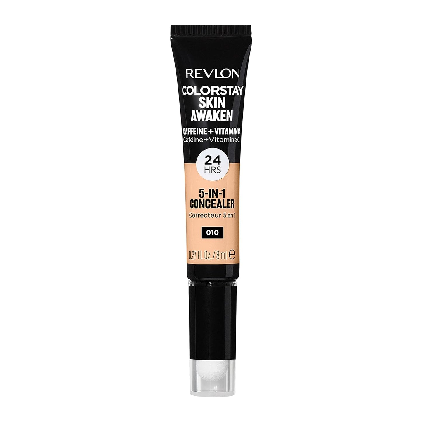Revlon ColorStay Skin Awaken 5-in-1 Concealer, Lightweight, Creamy Longlasting Face Makeup with Caffeine & Vitamin C, For Imperfections, Dark Circles & Redness, 010 Vanilla, 0.27 fl oz