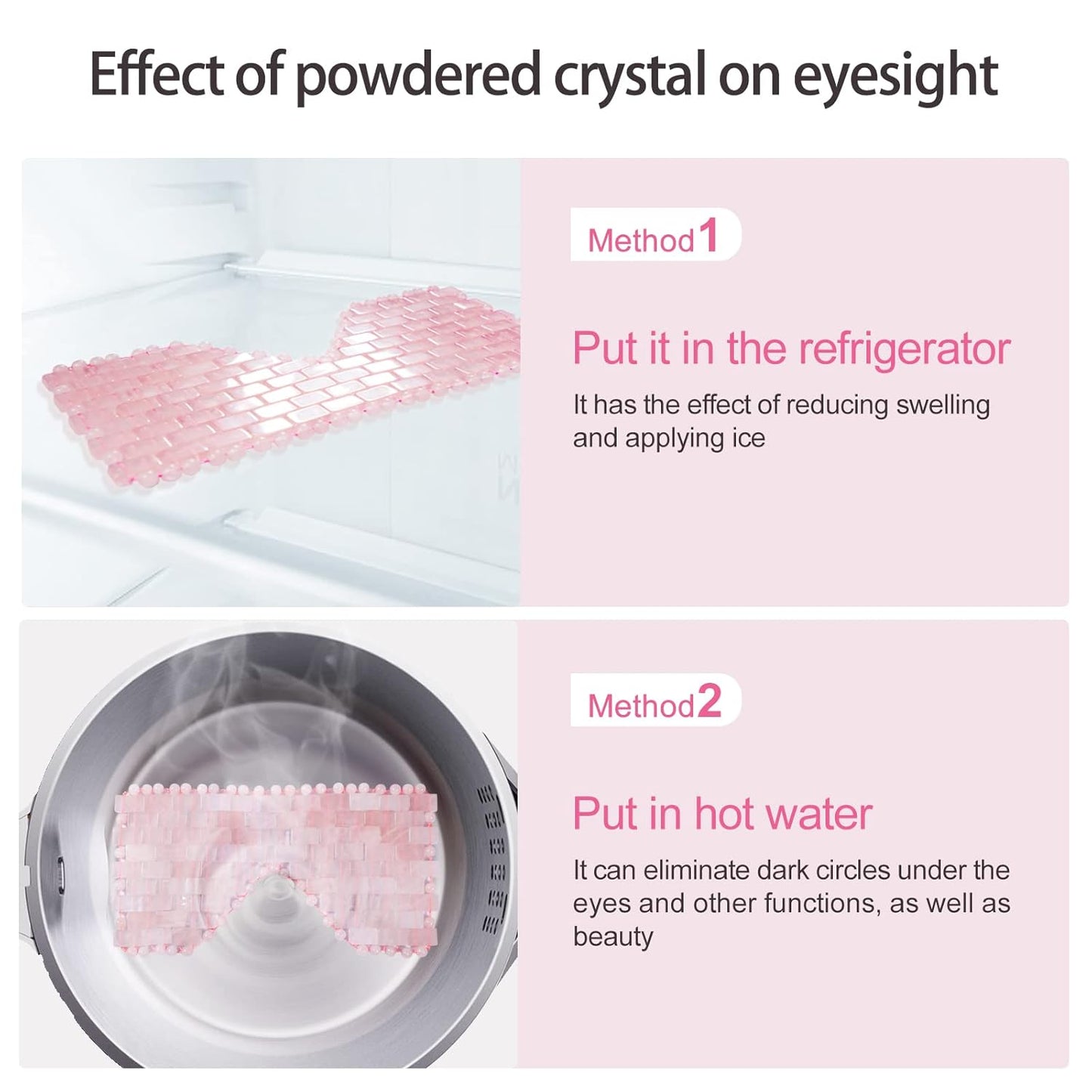 Jade Eye Mask, Rose Quartz Eye Mask，Gemstone Eye Mask Anti Aging Therapy Hot or Cold Using