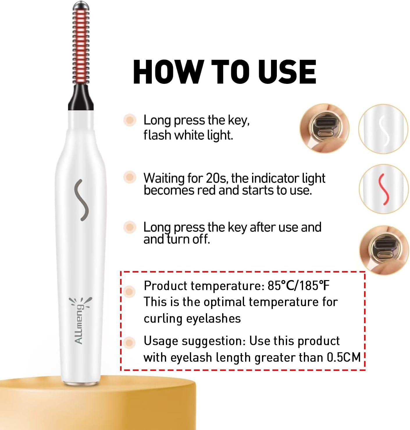 Heated Eyelash Curlers-Electric Eyelash Curler for Makeup Tools USB Rechargeable,Fast Heat up Within 10s - 24 Hours Long Lasting (White)