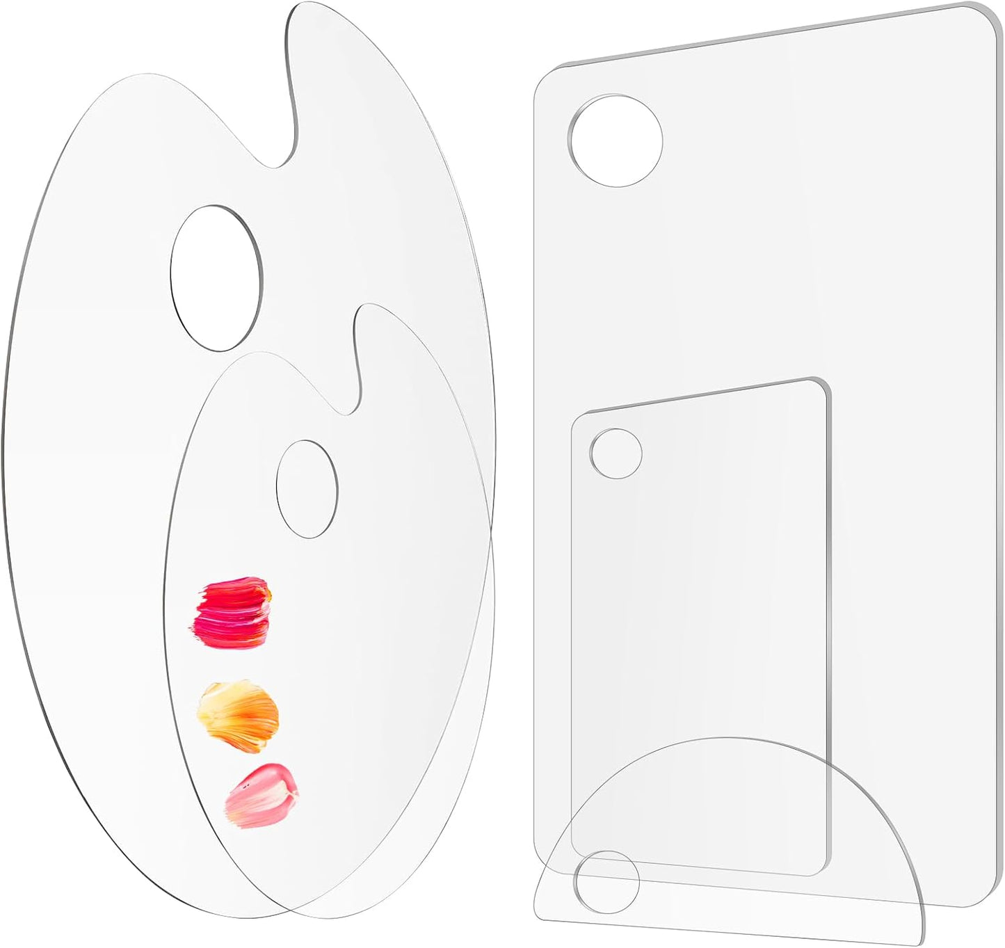 5PCS Acrylic Paint Palette Clear Paint Pallet,Transparent Non-Stick Oil Paint Palette with Protective Kraft for Craft DIY Art Painting Palette- Adults & Kids