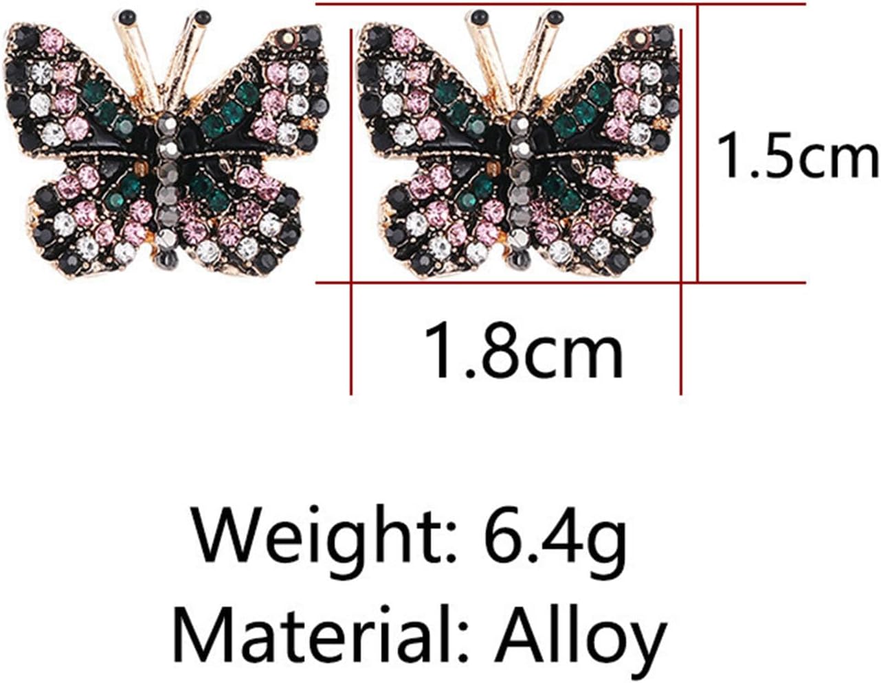 Tiny Butterfly Earrings Studs Vintage Crystal Butterfly Earrings Punk Moth Studs Statement Sparkling Rhinestone Butterfly Studs Prom Butterfly Earrings Jewelry for Women