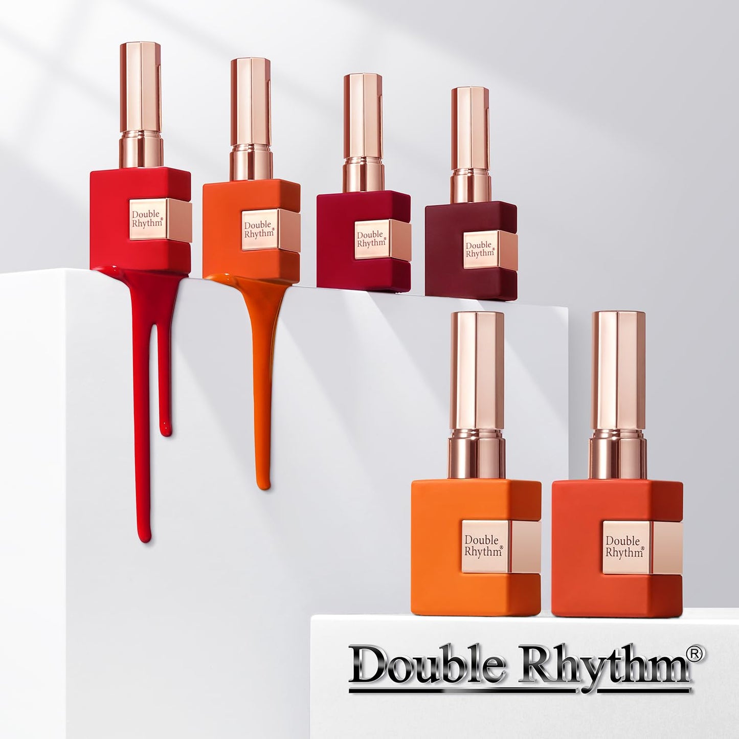 Double Rhythm 6 Pcs 15 ML Gel Polish Set Same Color Same Bottle Soak Off Gel Polish Kit Nail Art Manicure Salon DIY at Home for Women (Dark Light Brown Orange Maroon-T6-6)