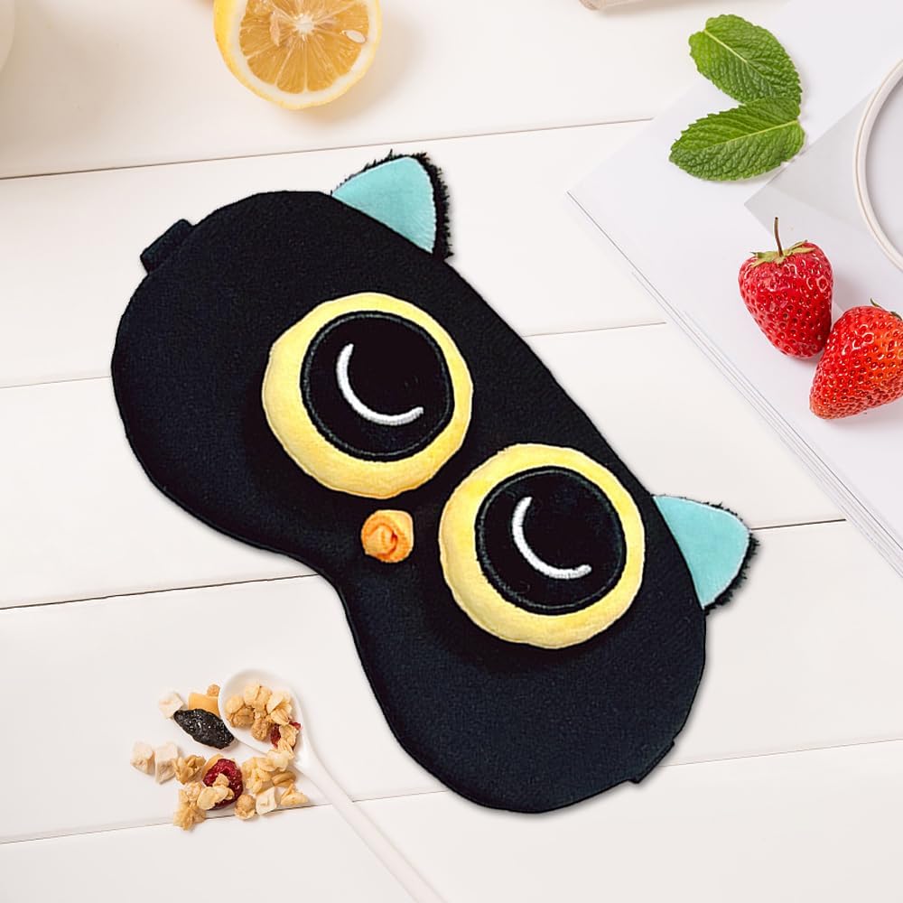 PERFECTSIGHT Owl Sleep Eye Masks, Cute Plush Sleep Eye Cover Lightweight Adjustable Eyeshade Faux Fur Mask Cover for Women Men Sleep Travel Nap