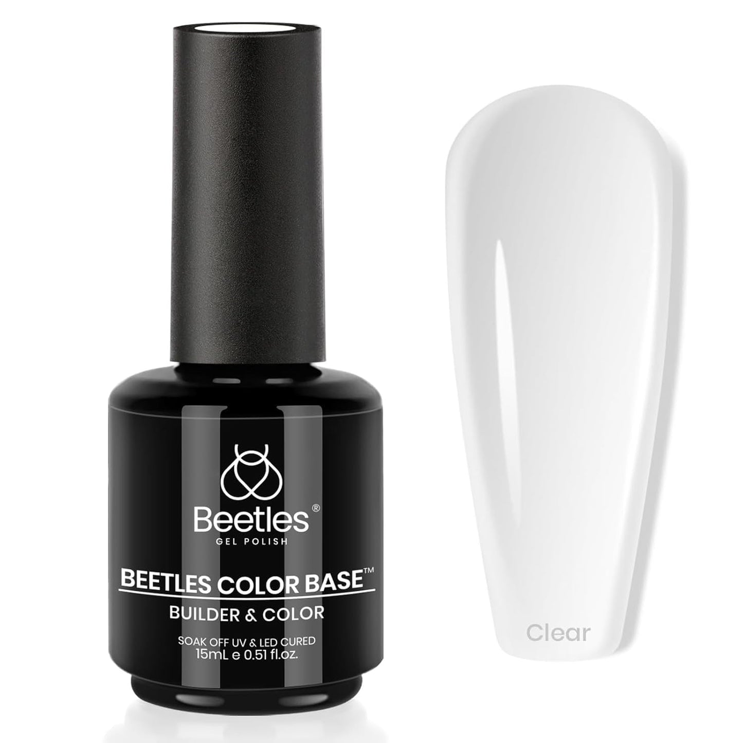 beetles Gel Polish Beetles Color Base Gel For Nails, 2 In 1 Clear Sheer Builder Rubber Gel Nail Strengthener Gel, 15ml 0.5Oz Coat Gel Polish Soak Off UV Gel DIY Home and Salon Hallowen Gift